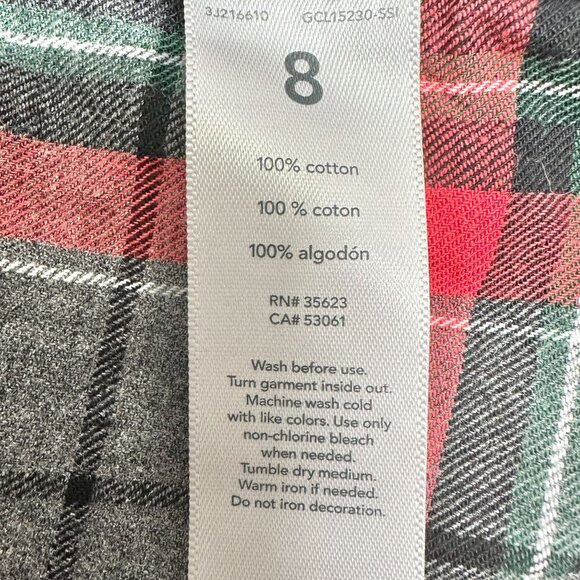 Carters Button Up Shirt Boys Size 8 Gray Red Plaid Cotton Casual Long Sleeve - Picture 5 of 5